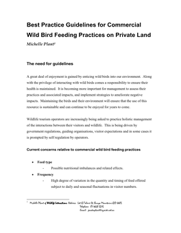 Wild Bird Feeding Practices on Private Land