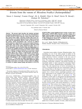 Isolation of N-Missulenatoxin-Mb1a, the Major Vertebrate-Active