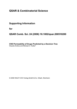 QSAR & Combinatorial Science