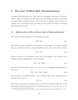 2 the Laws of Black Hole Thermodynamics