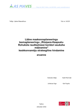 Riisipere-Haapsalu- Rohuküla Raudteetrassi Koridori Asukoha