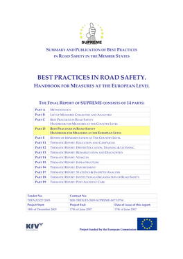 Best Practices in Road Safety. Handbook for Measures at the European Level