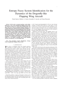 Entropy Fuzzy System Identification for the Dynamics of the Dragonfly-Like