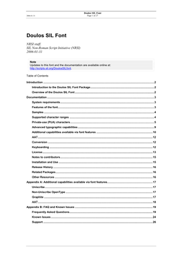 Doulos SIL Font 2006-01-31 Page 1 of 27