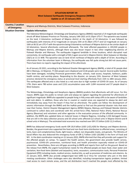 SITUATION REPORT #9 West Sulawesi Earthquake Emergency Response (WIRES) Update As Of: 23 January 2021