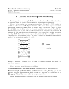 1. Lecture Notes on Bipartite Matching