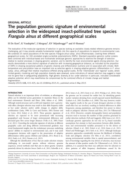 The Population Genomic Signature of Environmental Selection in the Widespread Insect-Pollinated Tree Species Frangula Alnus at Different Geographical Scales