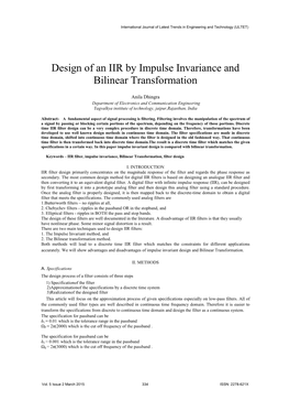 Design of an IIR by Impulse Invariance and Bilinear Transformation