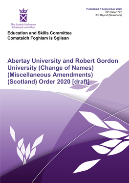 Abertay University and Robert Gordon University (Change of Names