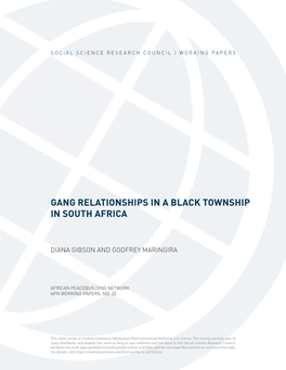 Gang Relationships in a Black Township in South Africa