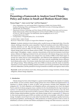 Presenting a Framework to Analyze Local Climate Policy and Action In