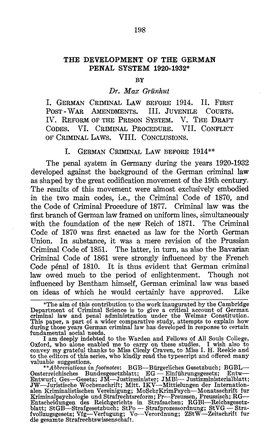198 the Development of the German Penal System 1920