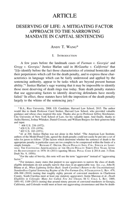 A Mitigating Factor Approach to the Narrowing Mandate in Capital Sentencing