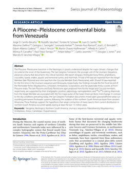 A Pliocene–Pleistocene Continental Biota from Venezuela Jorge D