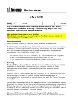 Member Motion City Council MM31.47