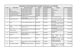 Amended List of Permitted Private Satellite TV Channels As on 31.8.2016 Sr