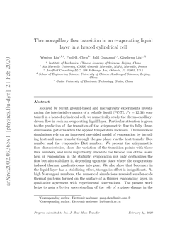 Thermocapillary Flow Transition in an Evaporating Liquid Layer in a Heated