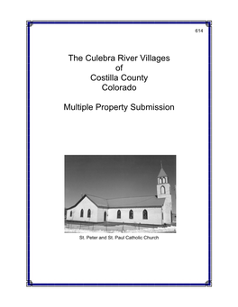 The Culebra River Villages of Costilla County Colorado Multiple Property