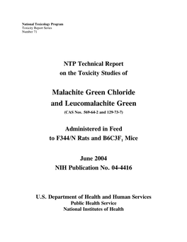 TOX-71: Malachite Green Chloride and Leucomalachite Green