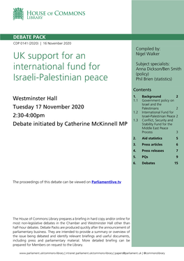 UK Support for an International Fund for Israeli-Palestinian Peace 3