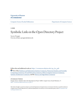 Symbolic Links in the Open Directory Project Saverio Perugini University of Dayton, Sperugini1@Udayton.Edu