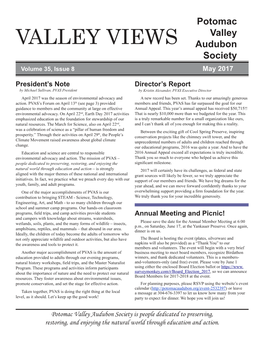 VALLEY VIEWS Valley Audubon Society Volume 35, Issue 8 May 2017
