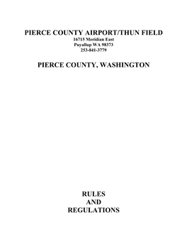 PIERCE COUNTY AIRPORT Rules and Regulations