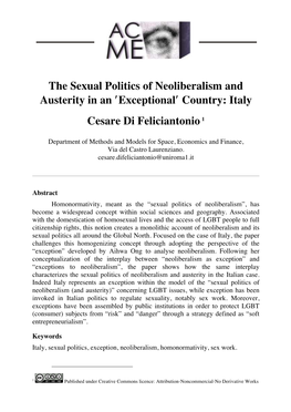 The Sexual Politics of Neoliberalism and Austerity in an Оexceptionalо