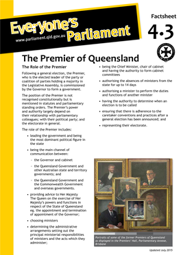 The Premier of Queensland