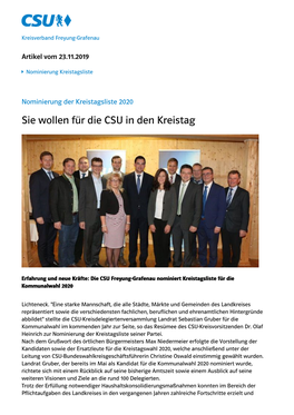 Sie Wollen Für Die CSU in Den Kreistag