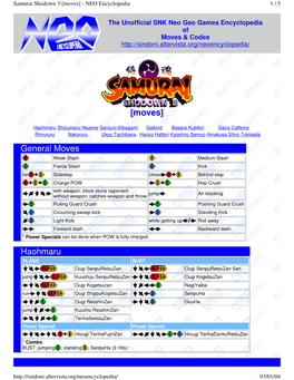 Samurai Shodown3 Moves.Pdf