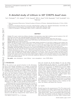 A Detailed Study of Lithium in 107 CHEPS Dwarf Stars