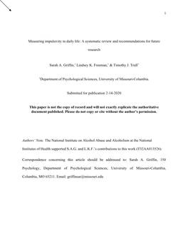 Measuring Impulsivity in Daily Life: a Systematic Review and Recommendations for Future