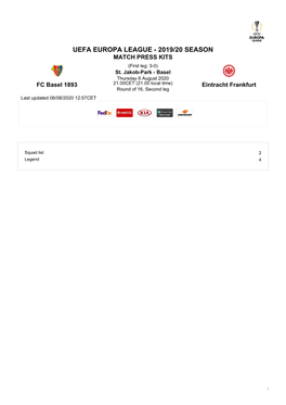 UEFA EUROPA LEAGUE - 2019/20 SEASON MATCH PRESS KITS (First Leg: 3-0) St