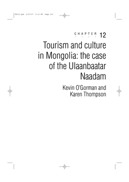 Tourism and Culture in Mongolia: the Case of the Ulaanbaatar Naadam Kevin O’Gorman and Karen Thompson CH012.Qxd 2/27/07 5:16 PM Page 194