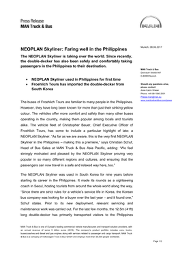 NEOPLAN Skyliner: Faring Well in the Philippines the NEOPLAN Skyliner Is Taking Over the World