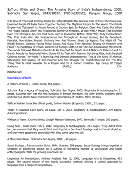 Saffron, White and Green: the Amazing Story of India's Independence, 2008, Subhadra Sen Gupta, 0143330527, 9780143330523, Penguin Group, 2008