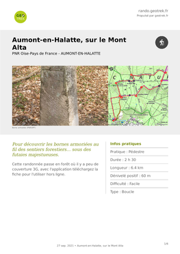Aumont-En-Halatte, Sur Le Mont Alta PNR Oise-Pays De France - AUMONT-EN-HALATTE