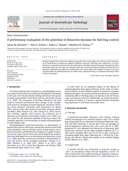 Beauveria Bassiana for Bed Bug Control ⇑ Alexis M