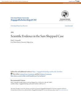 Scientific Evidence in the Sam Sheppard Case