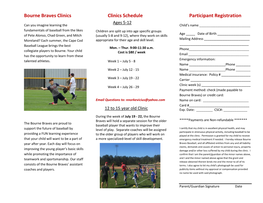 Bourne Braves Clinics Clinics Schedule Participant Registration