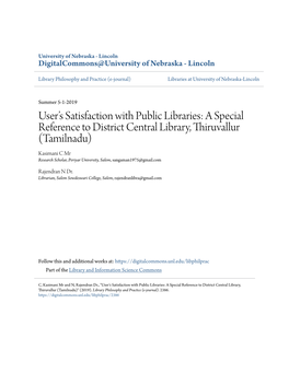 User's Satisfaction with Public Libraries