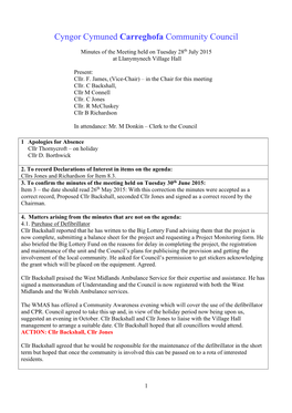 Carreghofa Community Council Minutes 28.07.15