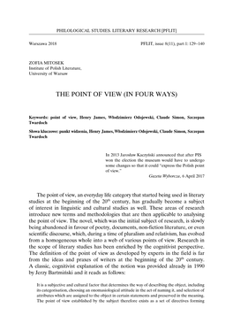 The Point of View (In Four Ways)