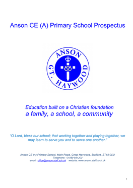 Anson CE (A) Primary School Prospectus
