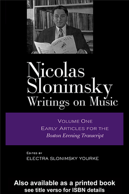 Nicolas Slonimsky: Writings on Music