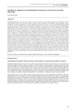 Segmental Errors in English Pronunciation of Nonnative English Speakers