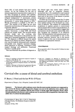 Cervical Ribs: a Cause of Distal and Cerebral Embolism