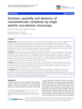 Structure, Assembly and Dynamics of Macromolecular Complexes By