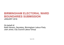 Birmingham Electoral Ward Boundaries Submission January 2016